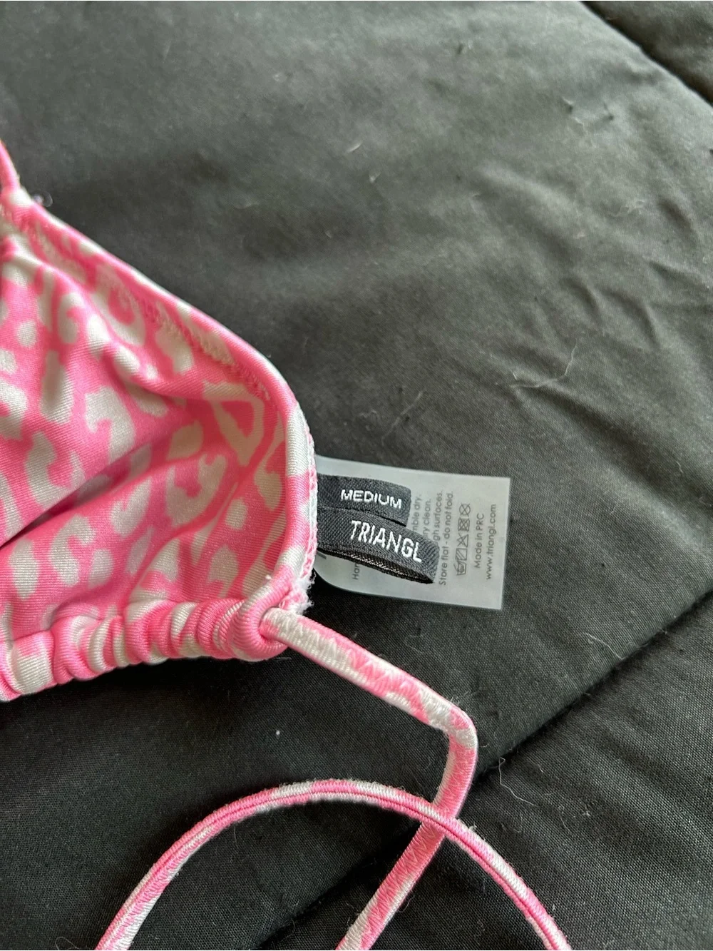 triangl swimwear Pink Leopard Print Triangle Bikini Top and Bottoms